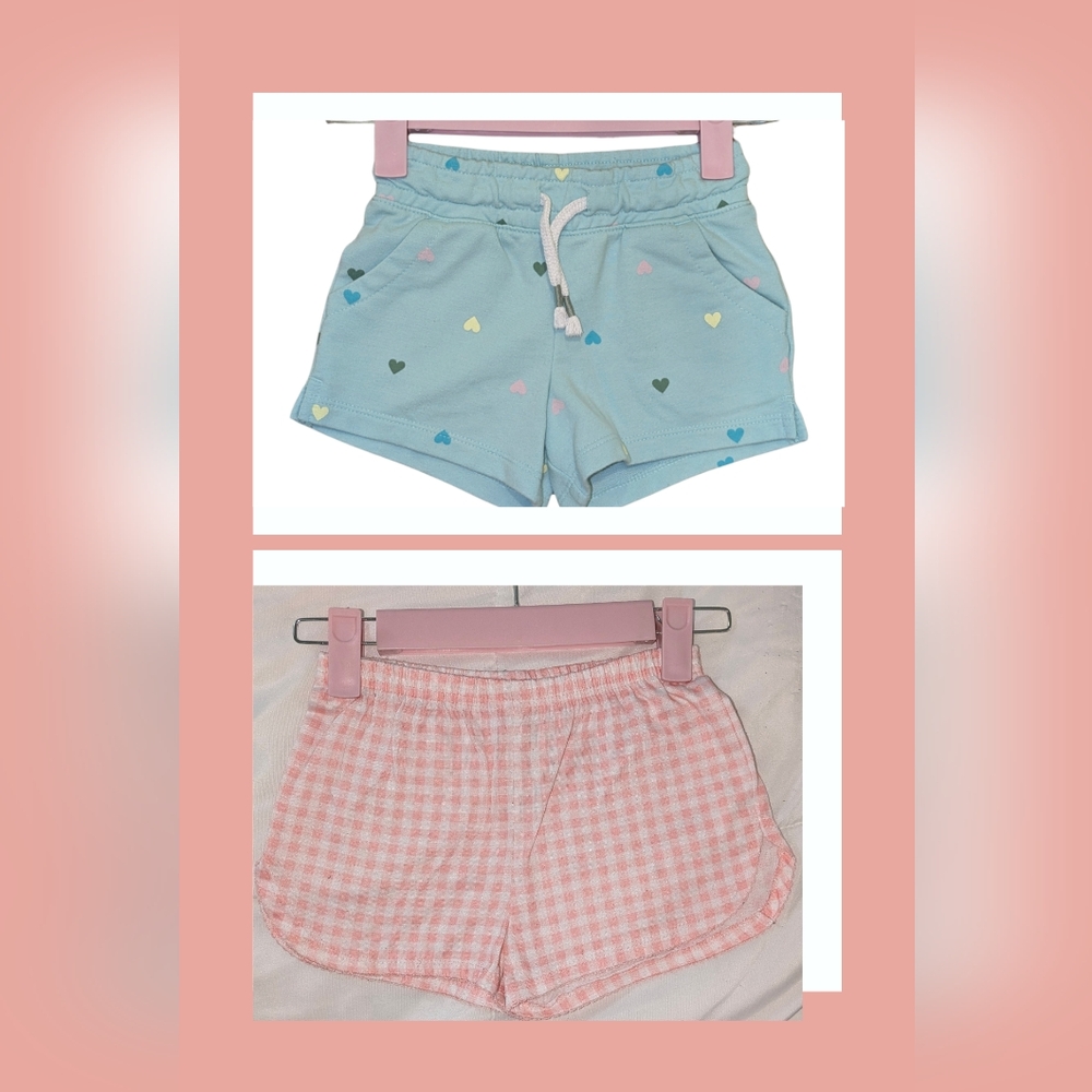 Cat and Jack Heart Jersey shorts and Carter's Pink/White Gingham shorts